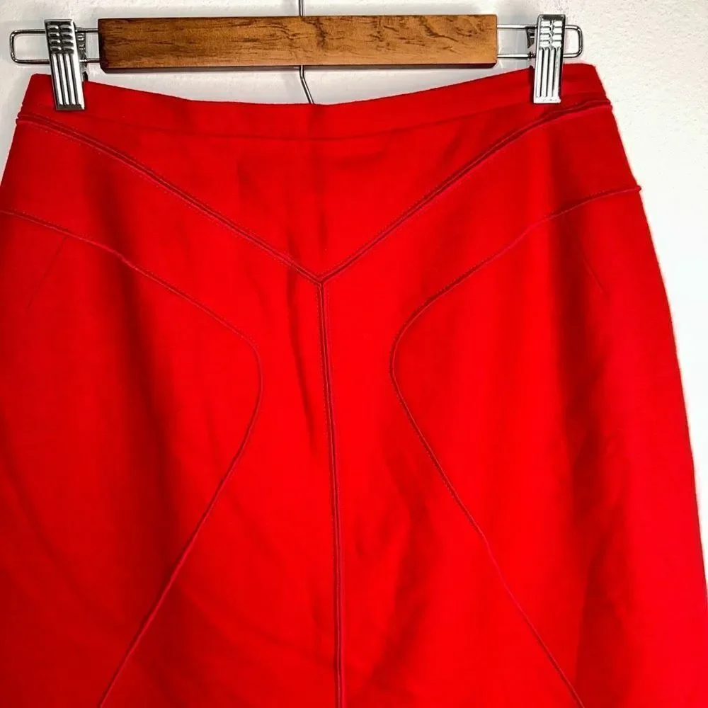 Harve Bernard Womens 6 Red Wool‎ Blend Vintage Bold Preppy Pencil Skirt